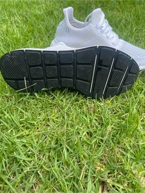 adidas Men’s White Knit Sneakers with Black Outsole